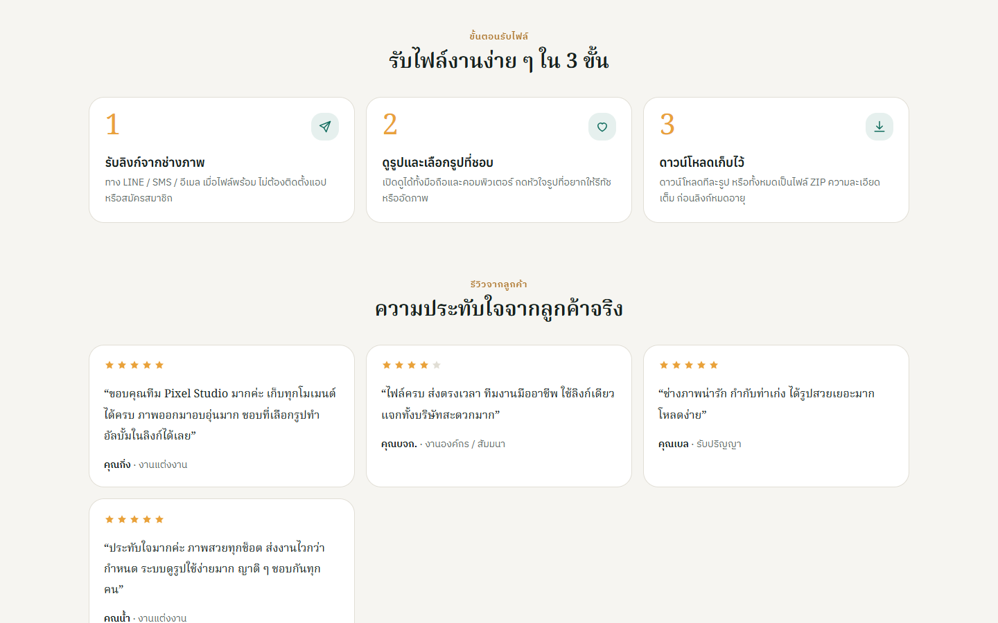รีวิวในหน้าสตูดิโอ