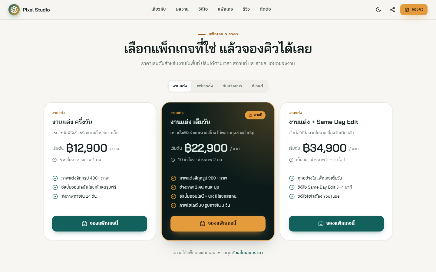 ส่วนแพ็กเกจราคา