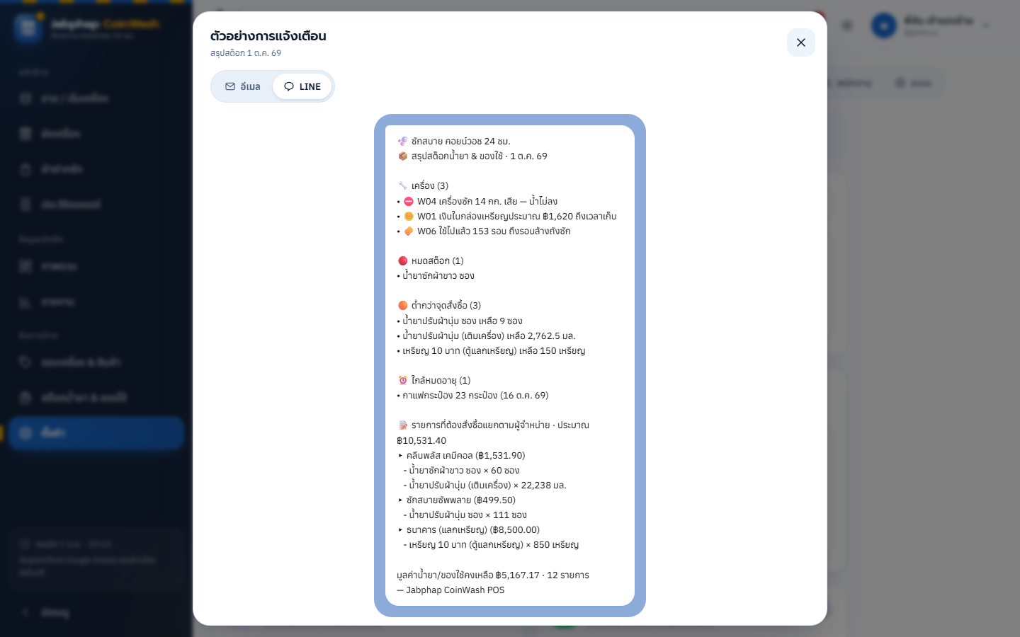 ตัวอย่างข้อความ LINE