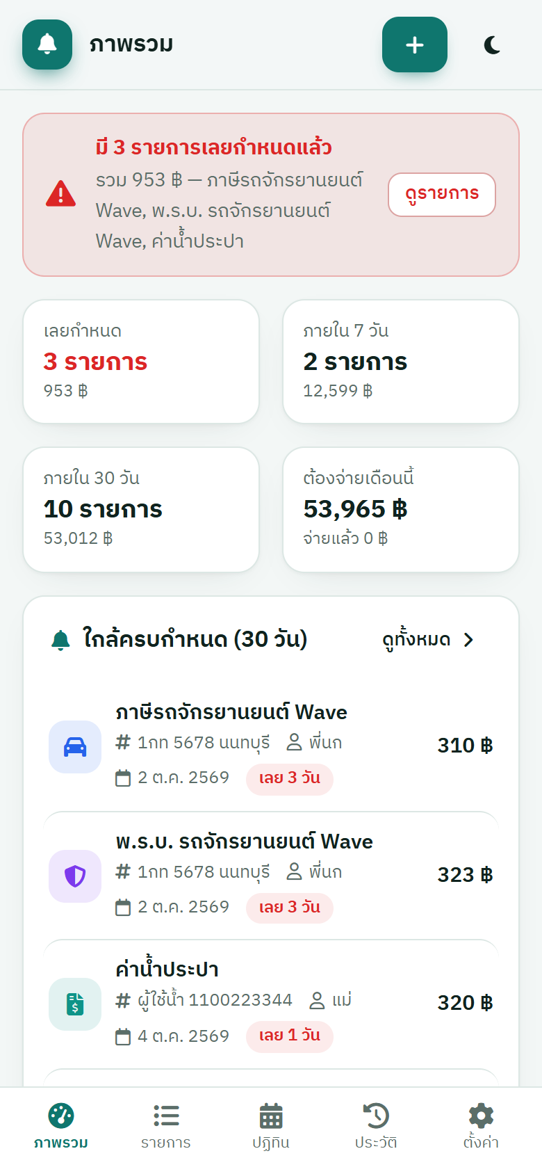 หน้าภาพรวมบนมือถือ