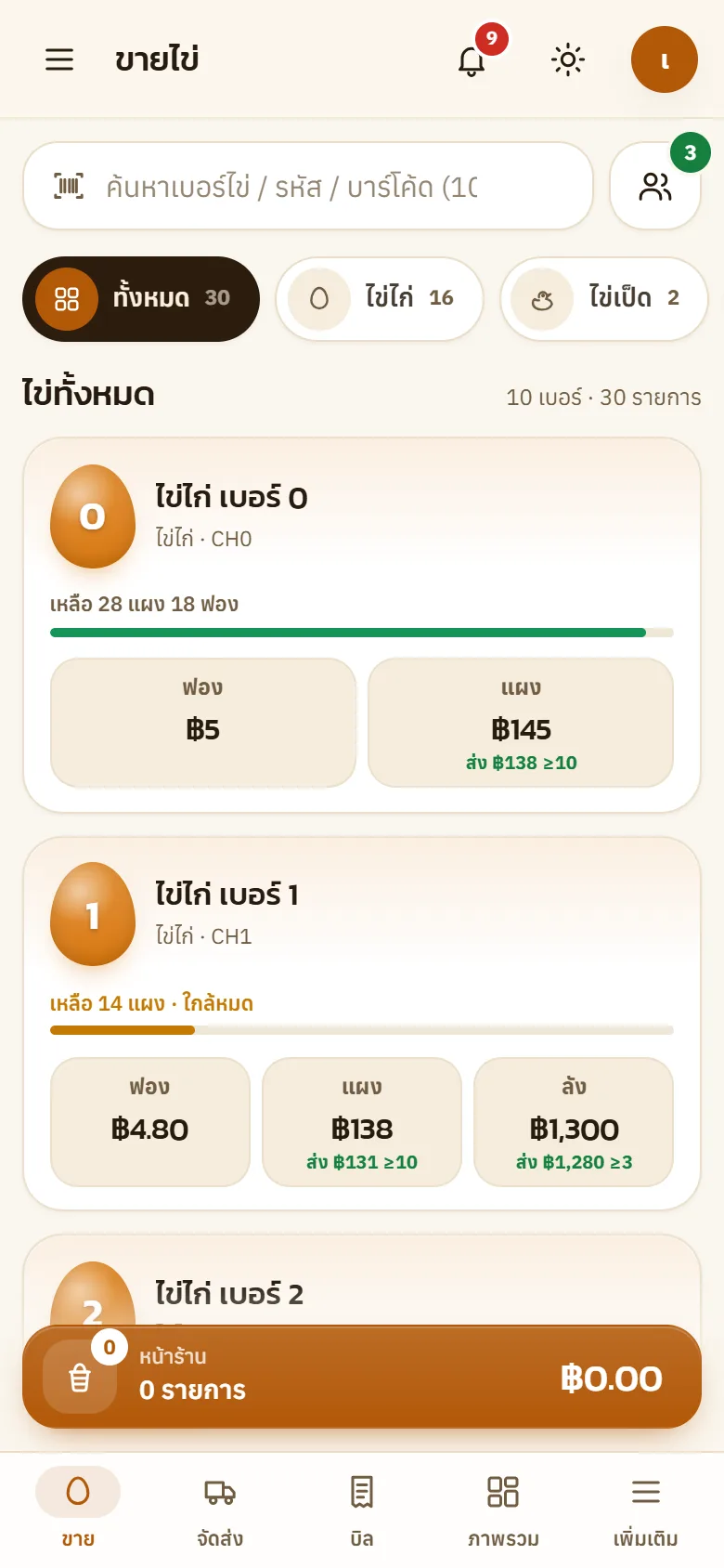 ตัวอย่างหน้าจอระบบ POS ร้านขายไข่ ปลีก-ส่ง 1